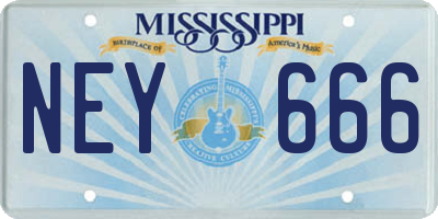 MS license plate NEY666
