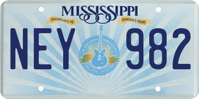 MS license plate NEY982