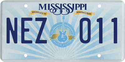 MS license plate NEZ011