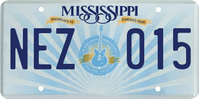 MS license plate NEZ015