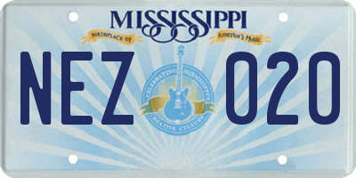 MS license plate NEZ020