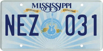 MS license plate NEZ031