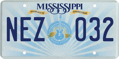 MS license plate NEZ032