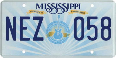MS license plate NEZ058