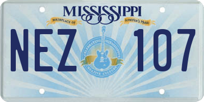 MS license plate NEZ107