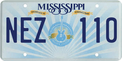MS license plate NEZ110
