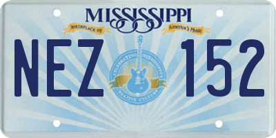 MS license plate NEZ152
