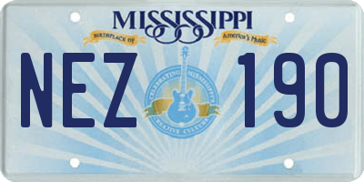 MS license plate NEZ190