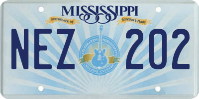 MS license plate NEZ202