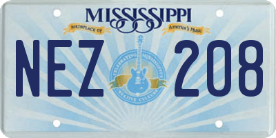 MS license plate NEZ208