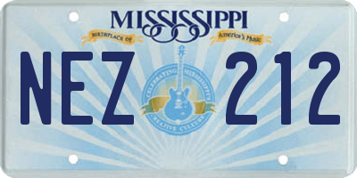 MS license plate NEZ212