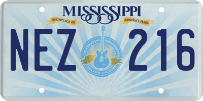MS license plate NEZ216