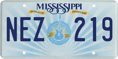 MS license plate NEZ219