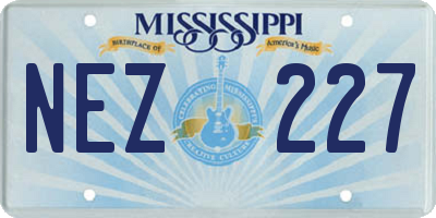 MS license plate NEZ227