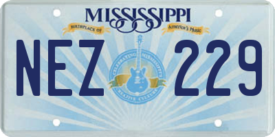 MS license plate NEZ229