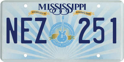 MS license plate NEZ251