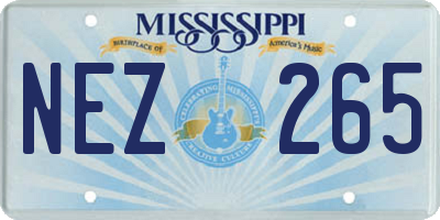 MS license plate NEZ265