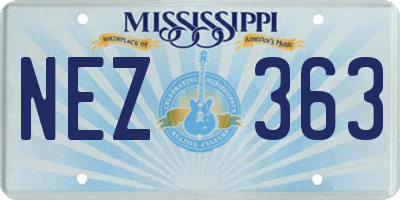 MS license plate NEZ363