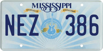 MS license plate NEZ386