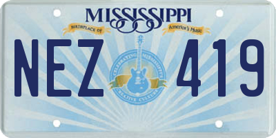 MS license plate NEZ419