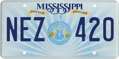 MS license plate NEZ420