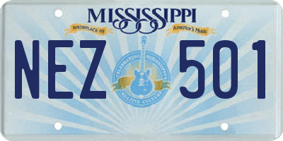 MS license plate NEZ501