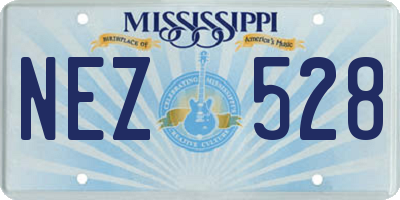 MS license plate NEZ528
