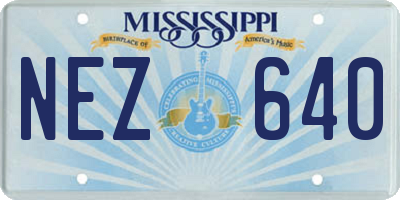 MS license plate NEZ640