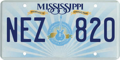 MS license plate NEZ820