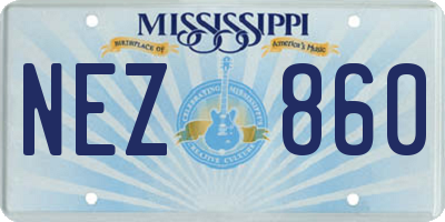 MS license plate NEZ860