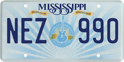 MS license plate NEZ990