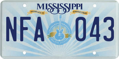 MS license plate NFA043