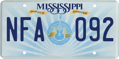 MS license plate NFA092