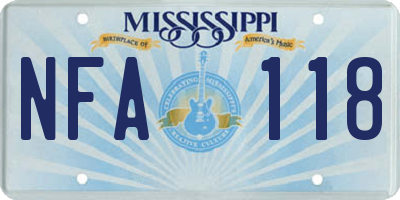 MS license plate NFA118
