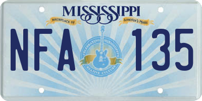MS license plate NFA135