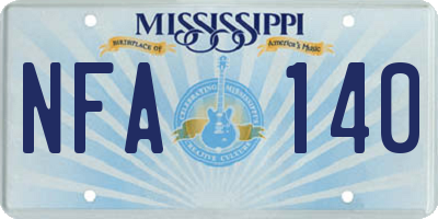 MS license plate NFA140