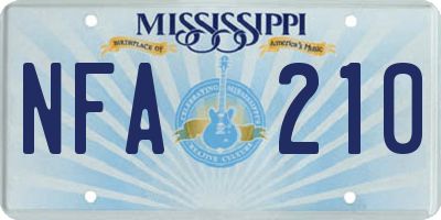 MS license plate NFA210