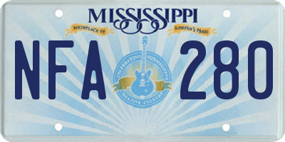 MS license plate NFA280
