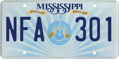MS license plate NFA301