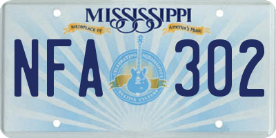 MS license plate NFA302
