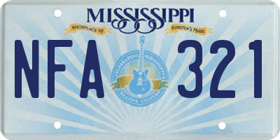 MS license plate NFA321