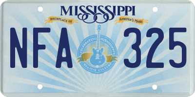 MS license plate NFA325