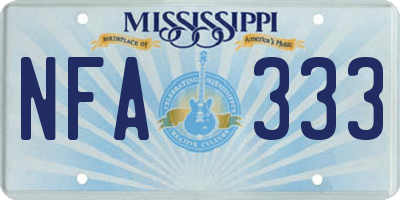 MS license plate NFA333