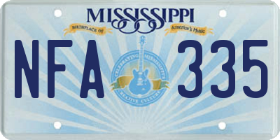 MS license plate NFA335