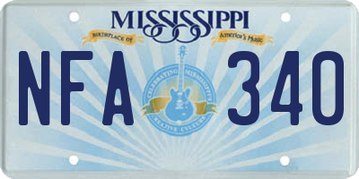 MS license plate NFA340