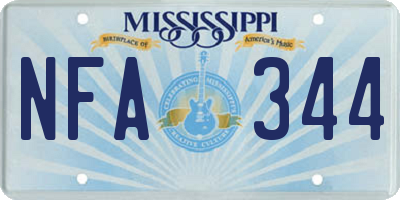 MS license plate NFA344