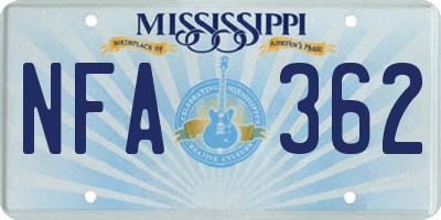 MS license plate NFA362