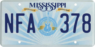 MS license plate NFA378