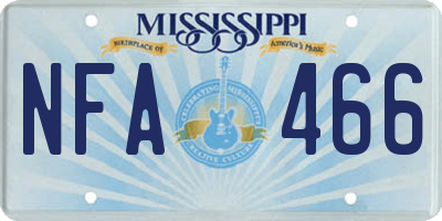 MS license plate NFA466