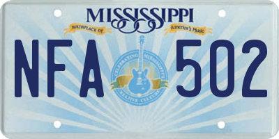 MS license plate NFA502